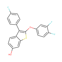 Oc1ccc2c(-c3ccc(F)cc3)c(Oc3ccc(F)c(F)c3)sc2c1 ZINC000653813162