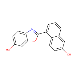 Oc1ccc2c(-c3nc4ccc(O)cc4o3)cccc2c1 ZINC000003817710