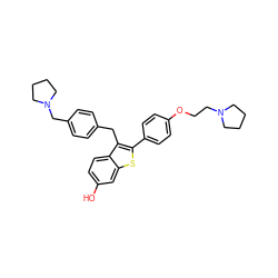 Oc1ccc2c(Cc3ccc(CN4CCCC4)cc3)c(-c3ccc(OCCN4CCCC4)cc3)sc2c1 ZINC000028221169