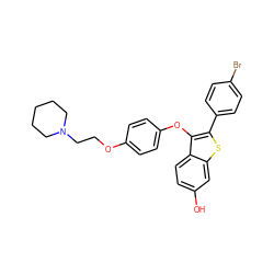 Oc1ccc2c(Oc3ccc(OCCN4CCCCC4)cc3)c(-c3ccc(Br)cc3)sc2c1 ZINC000014970922