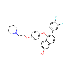 Oc1ccc2c(Oc3ccc(OCCN4CCCCC4)cc3)c(-c3ccc(F)c(F)c3)ccc2c1 ZINC000028710035