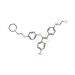 Oc1ccc2c(Oc3ccc(OCCN4CCCCC4)cc3)c(-c3ccc(NCCCl)cc3)sc2c1 ZINC000014970938