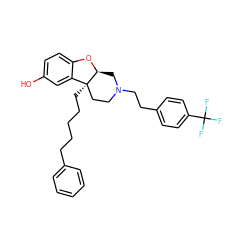 Oc1ccc2c(c1)[C@]1(CCCCCc3ccccc3)CCN(CCc3ccc(C(F)(F)F)cc3)C[C@@H]1O2 ZINC000299866484