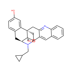 Oc1ccc2c(c1)[C@]13CCN(CC4CC4)[C@@H](C2)[C@]1(O)Cc1cc2ccccc2nc1C3 ZINC000653729289