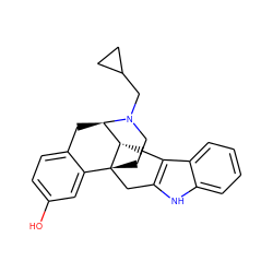 Oc1ccc2c(c1)[C@]13CCN(CC4CC4)[C@H](C2)[C@@H]1Cc1c([nH]c2ccccc12)C3 ZINC000028646630