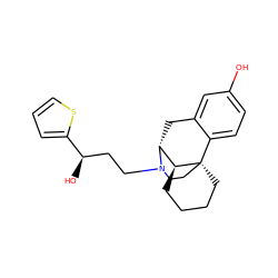 Oc1ccc2c(c1)C[C@@H]1[C@@H]3CCCC[C@@]23CCN1CC[C@@H](O)c1cccs1 ZINC000100841980