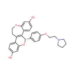 Oc1ccc2c(c1)O[C@@H](c1ccc(OCCN3CCCC3)cc1)C1=C2CCOc2cc(O)ccc21 ZINC000049054876