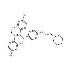 Oc1ccc2c(c1)O[C@@H](c1ccc(OCCN3CCCCC3)cc1)C1=C2COc2cc(O)ccc21 ZINC000013687338