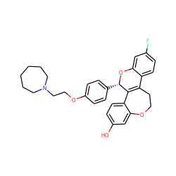 Oc1ccc2c(c1)OCCC1=C2[C@H](c2ccc(OCCN3CCCCCC3)cc2)Oc2cc(F)ccc21 ZINC000049089560