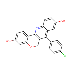 Oc1ccc2c(c1)OCc1c-2nc2ccc(O)cc2c1-c1ccc(Cl)cc1 ZINC000028949794