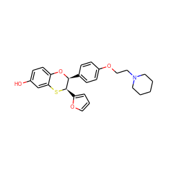 Oc1ccc2c(c1)S[C@H](c1ccco1)[C@H](c1ccc(OCCN3CCCCC3)cc1)O2 ZINC000026571649