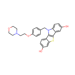 Oc1ccc2c(c1)sc1c3cc(O)ccc3n(Cc3ccc(OCCN4CCOCC4)cc3)c21 ZINC000028523163