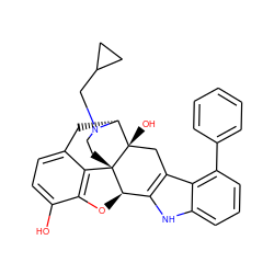 Oc1ccc2c3c1O[C@@H]1c4[nH]c5cccc(-c6ccccc6)c5c4C[C@@]4(O)[C@@H](C2)N(CC2CC2)CC[C@]314 ZINC000026726545