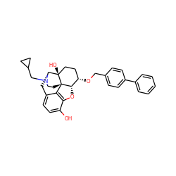 Oc1ccc2c3c1O[C@H]1[C@@H](OCc4ccc(-c5ccccc5)cc4)CC[C@@]4(O)[C@@H](C2)N(CC2CC2)CC[C@]314 ZINC000027424921