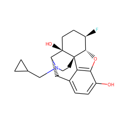 Oc1ccc2c3c1O[C@H]1[C@H](F)CC[C@@]4(O)[C@@H](C2)N(CC2CC2)CC[C@]314 ZINC000013650859