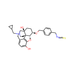 Oc1ccc2c3c1O[C@H]1[C@H](OCc4ccc(CN=C=S)cc4)CC[C@@]4(O)[C@@H](C2)N(CC2CC2)CC[C@]314 ZINC000013740374