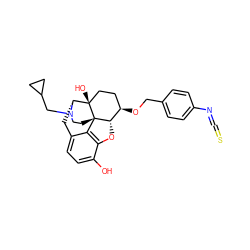 Oc1ccc2c3c1O[C@H]1[C@H](OCc4ccc(N=C=S)cc4)CC[C@@]4(O)[C@@H](C2)N(CC2CC2)CC[C@]314 ZINC000013740371