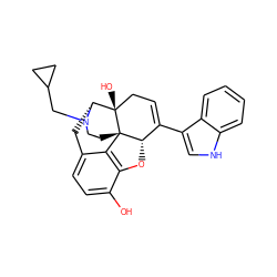 Oc1ccc2c3c1O[C@H]1C(c4c[nH]c5ccccc45)=CC[C@@]4(O)[C@@H](C2)N(CC2CC2)CC[C@]314 ZINC000013821972