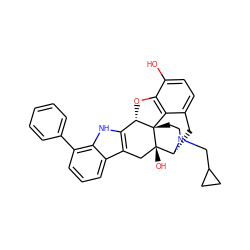 Oc1ccc2c3c1O[C@H]1c4[nH]c5c(-c6ccccc6)cccc5c4C[C@@]4(O)[C@@H](C2)N(CC2CC2)CC[C@]314 ZINC000013780470