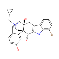 Oc1ccc2c3c1O[C@H]1c4[nH]c5c(Br)cccc5c4C[C@@]4(O)[C@@H](C2)N(CC2CC2)CC[C@]314 ZINC000029468503