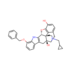 Oc1ccc2c3c1O[C@H]1c4[nH]c5c(OCc6ccccc6)cccc5c4C[C@@]4(O)[C@@H](C2)N(CC2CC2)CC[C@]314 ZINC000026729837