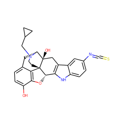 Oc1ccc2c3c1O[C@H]1c4[nH]c5ccc(N=C=S)cc5c4C[C@@]4(O)[C@@H](C2)N(CC2CC2)CC[C@]314 ZINC000013651049