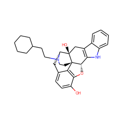 Oc1ccc2c3c1O[C@H]1c4[nH]c5ccccc5c4C[C@@]4(O)[C@@H](C2)N(CCC2CCCCC2)CC[C@]314 ZINC000026496204