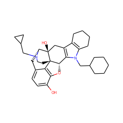 Oc1ccc2c3c1O[C@H]1c4c(c5c(n4CC4CCCCC4)CCCC5)C[C@@]4(O)[C@@H](C2)N(CC2CC2)CC[C@]314 ZINC000013586585