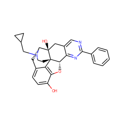 Oc1ccc2c3c1O[C@H]1c4nc(-c5ccccc5)ncc4C[C@@]4(O)[C@@H](C2)N(CC2CC2)CC[C@]314 ZINC000013800213