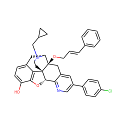 Oc1ccc2c3c1O[C@H]1c4ncc(-c5ccc(Cl)cc5)cc4C[C@@]4(OC/C=C/c5ccccc5)[C@@H](C2)N(CC2CC2)CC[C@]314 ZINC000095573273