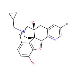 Oc1ccc2c3c1O[C@H]1c4ncc(Br)cc4C[C@@]4(O)[C@@H](C2)N(CC2CC2)CC[C@]314 ZINC000001493849