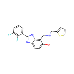 Oc1ccc2nc(-c3cccc(F)c3F)[nH]c2c1CNCc1cccs1 ZINC000084604832