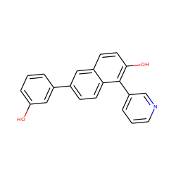 Oc1cccc(-c2ccc3c(-c4cccnc4)c(O)ccc3c2)c1 ZINC000066103270