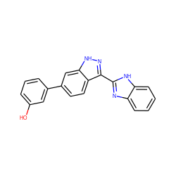 Oc1cccc(-c2ccc3c(-c4nc5ccccc5[nH]4)n[nH]c3c2)c1 ZINC000004617986