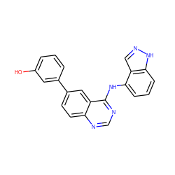 Oc1cccc(-c2ccc3ncnc(Nc4cccc5[nH]ncc45)c3c2)c1 ZINC000143076212