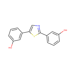 Oc1cccc(-c2cnc(-c3cccc(O)c3)s2)c1 ZINC000040846546