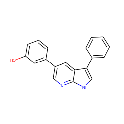 Oc1cccc(-c2cnc3[nH]cc(-c4ccccc4)c3c2)c1 ZINC000103225116