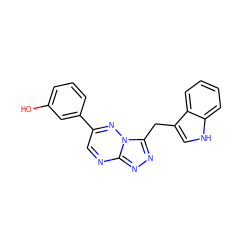 Oc1cccc(-c2cnc3nnc(Cc4c[nH]c5ccccc45)n3n2)c1 ZINC000200622656