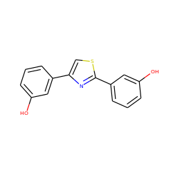 Oc1cccc(-c2csc(-c3cccc(O)c3)n2)c1 ZINC000040379559