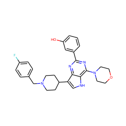 Oc1cccc(-c2nc(N3CCOCC3)c3[nH]cc(C4CCN(Cc5ccc(F)cc5)CC4)c3n2)c1 ZINC000049068324