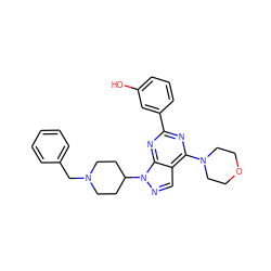 Oc1cccc(-c2nc(N3CCOCC3)c3cnn(C4CCN(Cc5ccccc5)CC4)c3n2)c1 ZINC000045285256