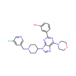 Oc1cccc(-c2nc(N3CCOCC3)c3ncn(C4CCN(Cc5cncc(Cl)c5)CC4)c3n2)c1 ZINC000045352733