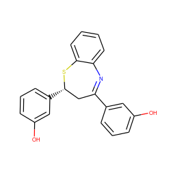 Oc1cccc(C2=Nc3ccccc3S[C@@H](c3cccc(O)c3)C2)c1 ZINC000040380031