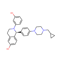 Oc1cccc(N2CCc3cc(O)ccc3[C@@H]2c2ccc(N3CCN(CC4CC4)CC3)cc2)c1 ZINC000013607750