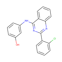 Oc1cccc(Nc2nc(-c3ccccc3Cl)nc3ccccc23)c1 ZINC000000142044