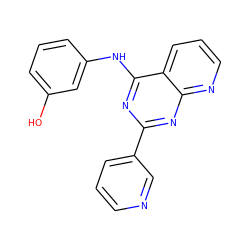 Oc1cccc(Nc2nc(-c3cccnc3)nc3ncccc23)c1 ZINC001772640663