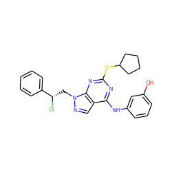 Oc1cccc(Nc2nc(SC3CCCC3)nc3c2cnn3C[C@H](Cl)c2ccccc2)c1 ZINC000299868144