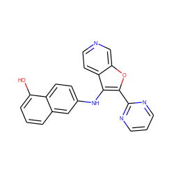 Oc1cccc2cc(Nc3c(-c4ncccn4)oc4cnccc34)ccc12 ZINC000034891450