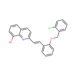 Oc1cccc2ccc(/C=C/c3ccccc3OCc3ccccc3Cl)nc12 ZINC000004631163