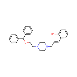 Oc1ccccc1/C=C/CN1CCN(CCOC(c2ccccc2)c2ccccc2)CC1 ZINC000022939393